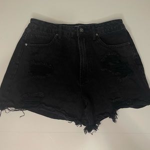 Black Denim High Waisted Shorts